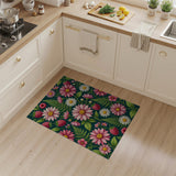 Raspberry Daisy Fern Fruit Pattern Area Rug