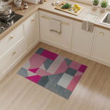 Vibrant Pink Grey Geometric Modern Area Rug