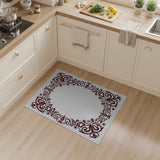 Ornate Red Floral Frame Area Rug