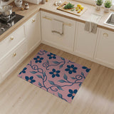 Blush Pink Navy Floral Vine Area Rug
