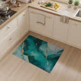 Teal Gold Vein Abstract Marble Area Rug