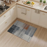 Modern Grey Geometric Area Rug with Orange Accents