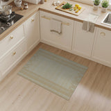 Beige Vertical Stripe Area Rug with Wavy Borders