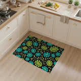 Teal Lime Monstera Leaf Area Rug