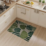 Green Boho Chic Lush Green Monstera Leaves Area Rug