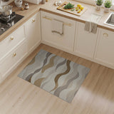 Fluid Wave Beige Neutral Abstract Area Rug