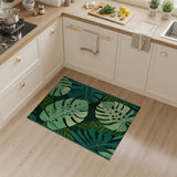 Coastal Beach Lush Monstera Leaf Green Area Rug