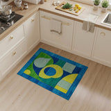 Vibrant Geometric Blue Green Yellow Area Rug