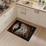 Spooky Bat Moon Halloween Pumpkin Rug