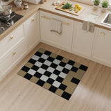 Tan Border Black White Patchwork Area Rug