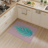 Swirling Teal Fern Leaf Area Rug