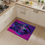 Neon Wolf Head Geometric Area Rug