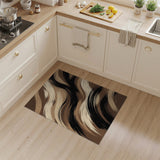 Abstract Brown Swirl Washable Area Rug