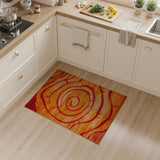 Vibrant Orange Swirl Geometric Area Rug