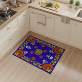 Vibrant Blue Skull Marigold Area Rug