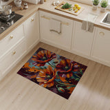 Vibrant Orange Poppy Blooms Area Rug