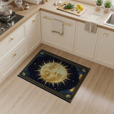 Celestial Gold Sun Moon Face Area Rug