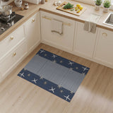 Coastal Beach Navy Starfish Striped Coastal Area Rug