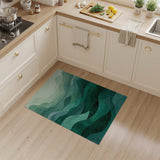 ODIKA Abstract Emerald Green Mountain Washable Area Rug - Low Pile Non-Slip Machine Washable Rug