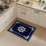 Navy Nautical Ship's Wheel Anchor Area Rug