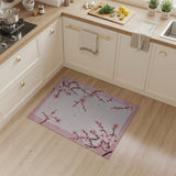 Pink Cherry Blossom Area Rug with Greek Key Border
