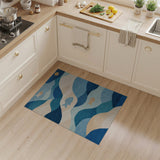Blue Ocean Waves with Playful Fish Area Rug