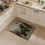 Geometric Grizzly Bear Mountain Landscape Rug
