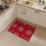 Red Pattern Festive Red Snowflake Pattern Area Rug