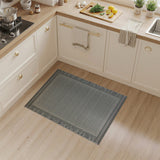 Beige Geometric Grid Area Rug with Border