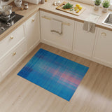 Blue-Pink Geometric Grid Area Rug