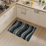 Layered Teal Wave Abstract Area Rug