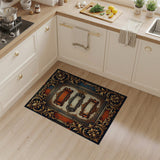 Ornate Baroque Frame Area Rug with Scroll Banners