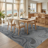 Abstract Area Grey Swirl Spiral Abstract Area Rug