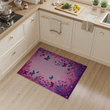 Dreamy Pink Butterfly Floral Area Rug