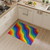 Abstract Area Rainbow Wave Multi-Color Area Rug