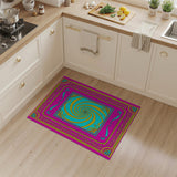 Ornate Pink Frame Teal Spiral Area Rug