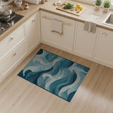 Seahorse Waves Blue Teal Coastal Area Rug