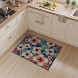 Teal Hibiscus Floral Area Rug