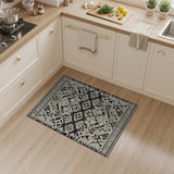 Beige and Neutral Black and Beige Heritage Tribal Area Rug