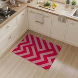Bold Red Pink Zigzag Geometric Area Rug