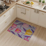 Vibrant Tulip Floral Area Rug in Pink Yellow