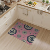 Pink Sunflower Line Art Area Rug