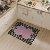 Pink Poinsettia Holly Border Area Rug