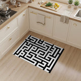 Black White Geometric Maze No. 9 Area Rug