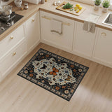 Black Monarch Butterfly Floral Persian Area Rug