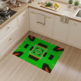 Vibrant Green Orange Geometric Tunnel Rug