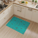 Teal Retro Airplane Ship Geometric Rug