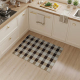 Rustic Brown Tan Plaid Woven Area Rug