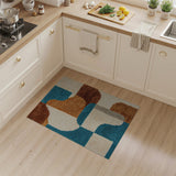 Teal Orange Geometric Abstract Area Rug