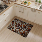 Ornate Autumn Leaves Brown Tan Area Rug